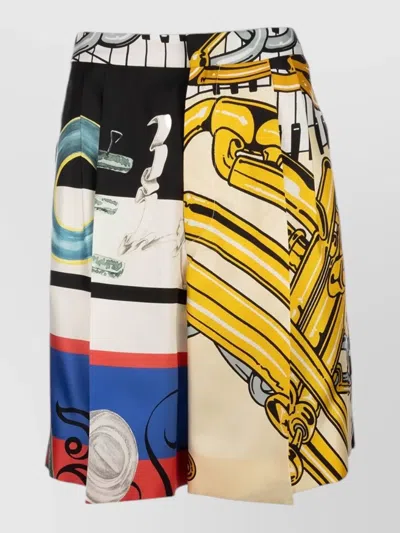 Celine Pleated Mini Skirt Colorful Print Design In Multi