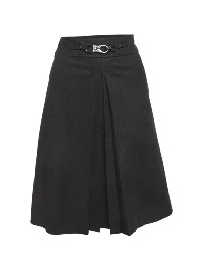 Pre-owned Celine Pleated Mini Skirt In Gray