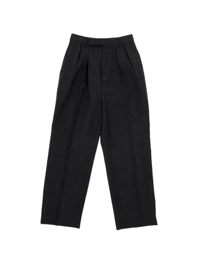 Pre-owned Celine Pleated Plaid-pattern Trousers In Black