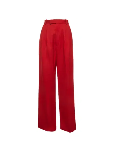 Pre-owned Celine Pleated Wide-leg Trousers In Red