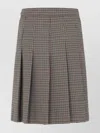 Celine Pleated Wool Checkered Mini Skirt In Gray