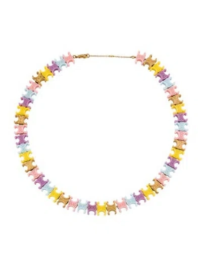 Pre-owned Celine Plexiglass Baby Collar Necklace, 17" In Multi