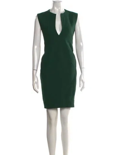 Pre-owned Celine Plunge Neckline Mini Dress In Green