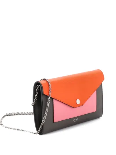 Pre-owned Celine Pocket Envelope Leather Small Shoulder Bag In Multi