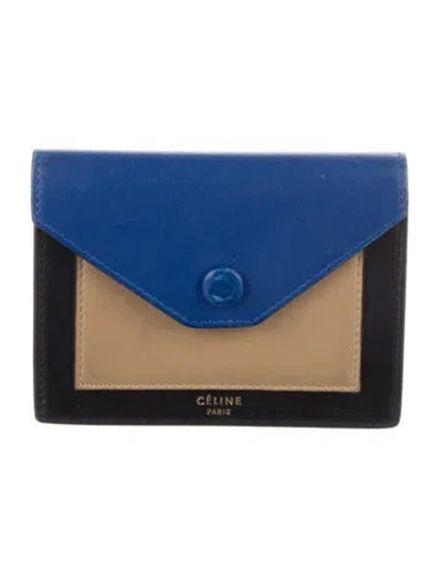 Pre-owned Celine Pocket Envelope Leather Wallet In Black