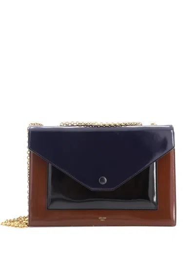 Pre-owned Celine Pocket Envelope Patent Medium Shoulder Bag In Multicolour