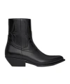 Celine Leon Shiny Calfskin Zipper Boots In Black