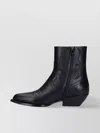Celine Pointed Toe Cuban Heel Ankle Boots With Embroidered Detail
