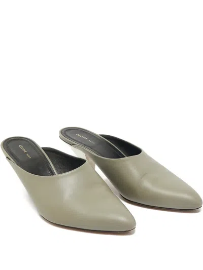 Pre-owned Celine Pointed-toe Leather Mules In Gray