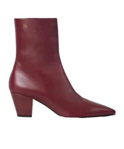 Celine Pointed-toe Ankle Boots In Burgundy