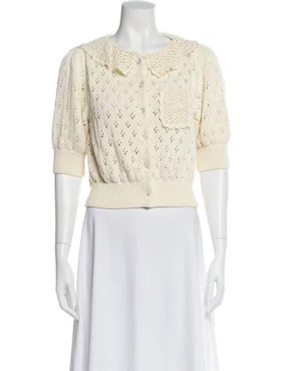 Pre-owned Celine Pointelle Crew Neck Sweater In Neutral