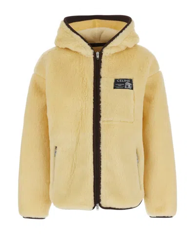 Celine Polar Fleece Jacket With High Collar And Front Closure In Beige Women In Yellow