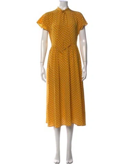 Pre-owned Celine Polka Dot Midi Length Dress In Yellow