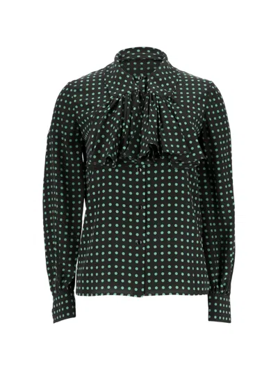 Pre-owned Celine Polka-dot-print Button-up Shirt In Black