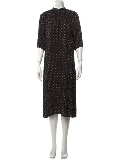 Pre-owned Celine Polka Dot Print Midi Length Dress In Black