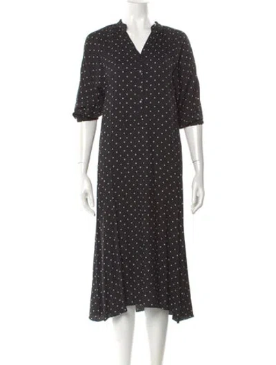Pre-owned Celine Polka Dot Print Midi Length Dress In Gray