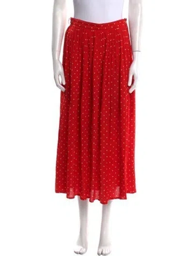 Pre-owned Celine Polka Dot Print Midi Length Skirt In Red
