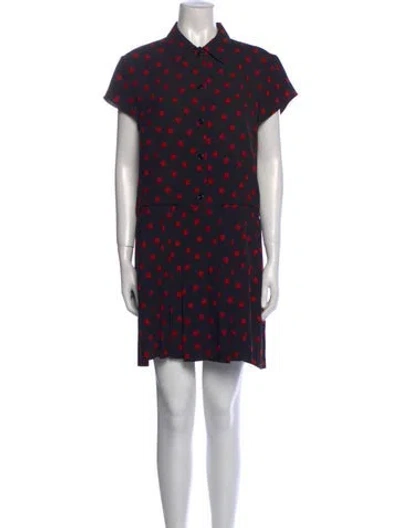 Pre-owned Celine Polka Dot Print Mini Dress In Black