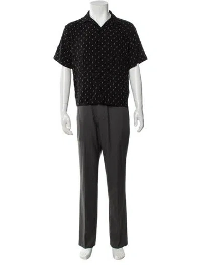 Pre-owned Celine Polka Dot Print Short Sleeve Shirt In Black