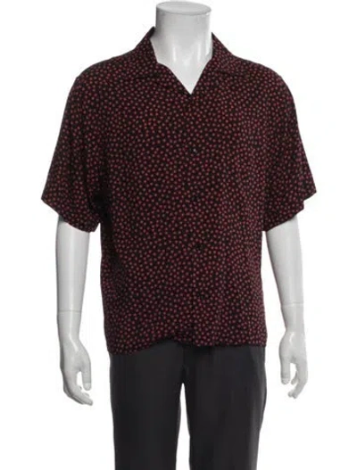 Pre-owned Celine Polka Dot Print Short Sleeve Shirt In Black