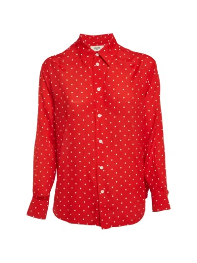 Pre-owned Celine Polka-dot Crepe Shirt In Red