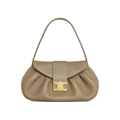 Celine Polly Med Hebillah Triomphe Pouch Handbag For Women In Marron
