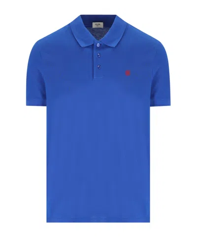 Celine Polo Shirt In Pique Cotton Jersey In Blue