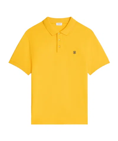 Celine Triomphe-embroidery Short-sleeve Polo Shirt In Yellow