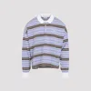 Celine Polo Sweater In Striped Cotton In Blue