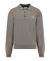 Celine Men Cotton Polo Shirt With Triomphe Detail In Gray