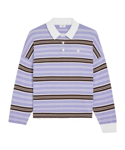 Celine Polo Sweater In Striped Cotton