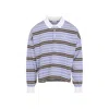 Celine Polo Sweater In Striped Cotton In Blue