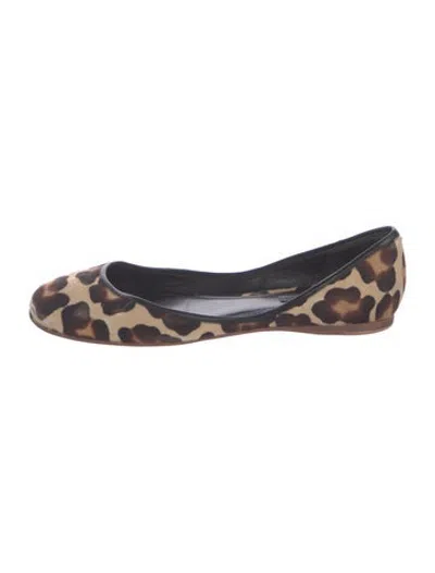 Pre-owned Celine Ponyhair Animal Print Ballet Flats In Neutrals