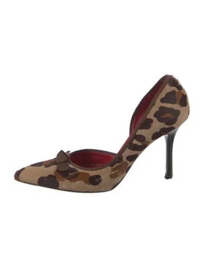 Pre-owned Celine Ponyhair Animal Print D'orsay Pumps In Brown