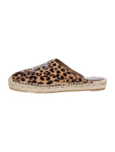Pre-owned Celine Ponyhair Animal Print Espadrilles In Brown