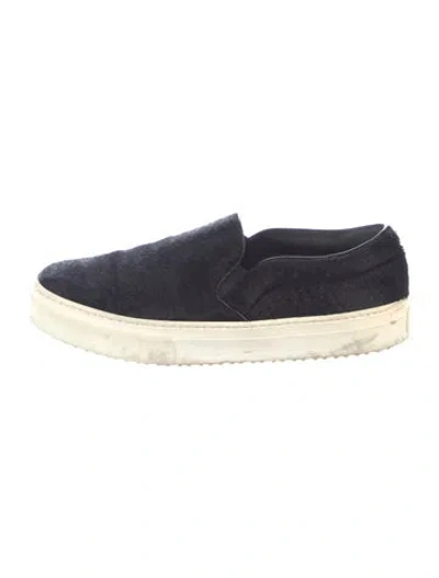 Pre-owned Celine Ponyhair Animal Print Flats In Blue