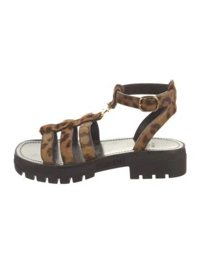 Pre-owned Celine Ponyhair Animal Print Gladiator Sandals In Neutral