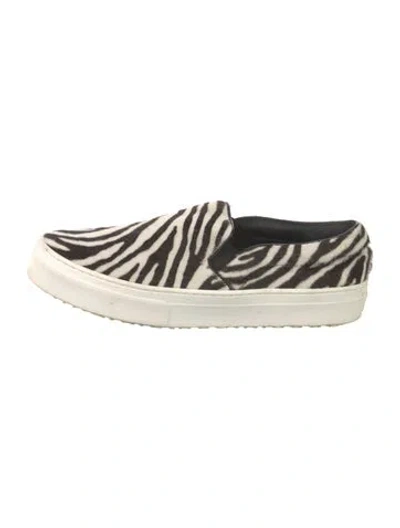 Pre-owned Celine Ponyhair Animal Print Loafers In White