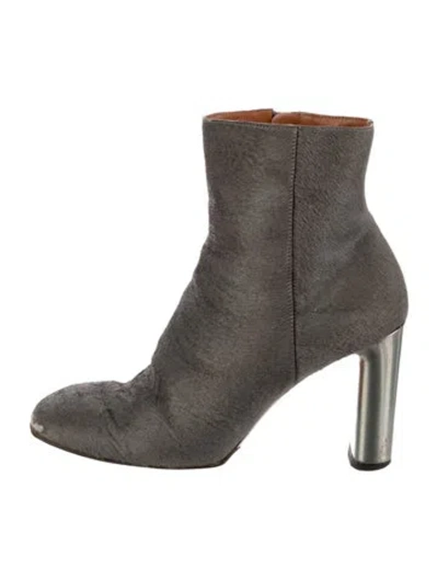 Pre-owned Celine Ponyhair Boots In Gray