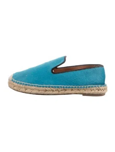Pre-owned Celine Ponyhair Colorblock Pattern Espadrilles In Blue
