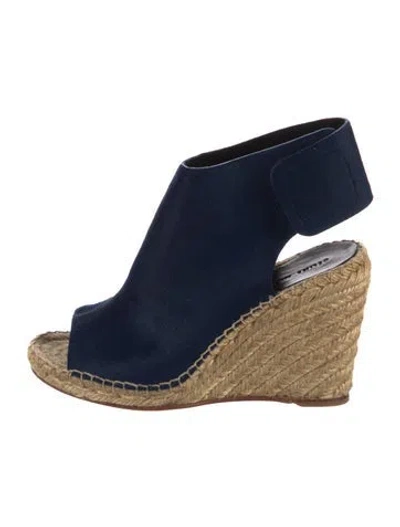 Pre-owned Celine Ponyhair Colorblock Pattern Slingback Pumps In Blue