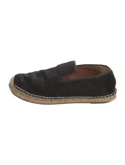 Pre-owned Celine Ponyhair Grosgrain Trim Espadrilles In Black
