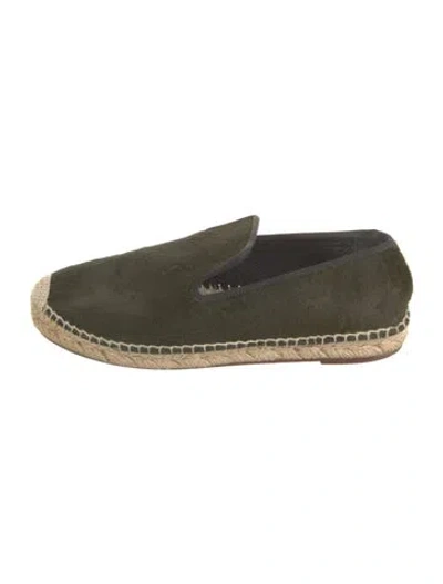 Pre-owned Celine Ponyhair Grosgrain Trim Espadrilles In Green