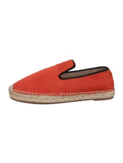 Pre-owned Celine Ponyhair Grosgrain Trim Espadrilles In Orange