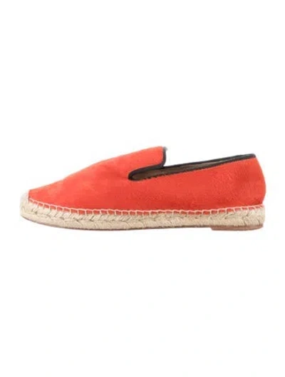 Pre-owned Celine Ponyhair Grosgrain Trim Espadrilles In Orange