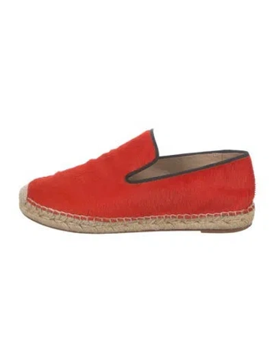 Pre-owned Celine Ponyhair Grosgrain Trim Espadrilles In Orange
