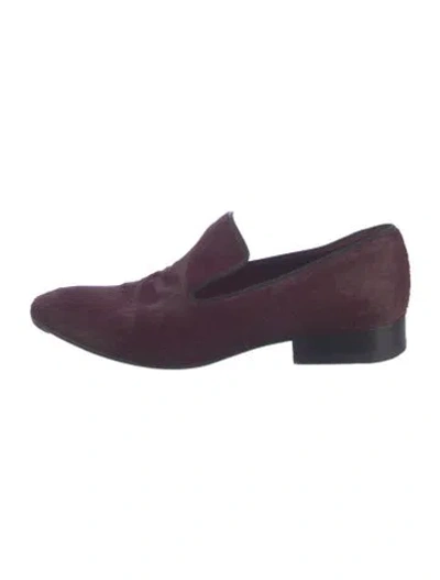 Pre-owned Celine Ponyhair Grosgrain Trim Loafers In Purple