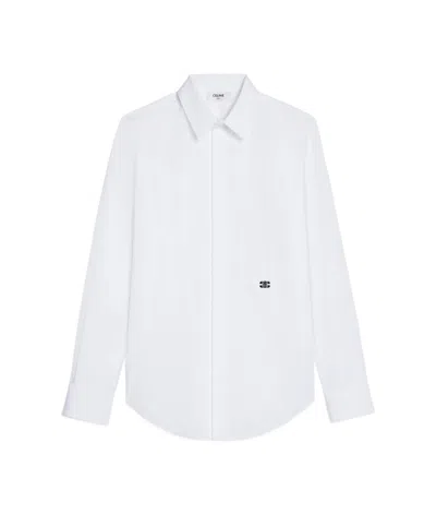 Celine Logo Logo Long-sleeved Shirt In White