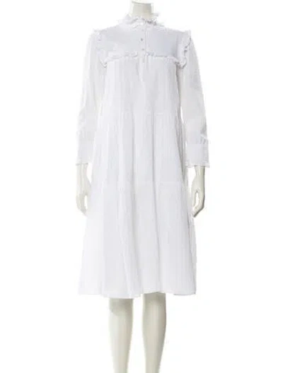 Pre-owned Celine Prairie Midi Length Dress In White