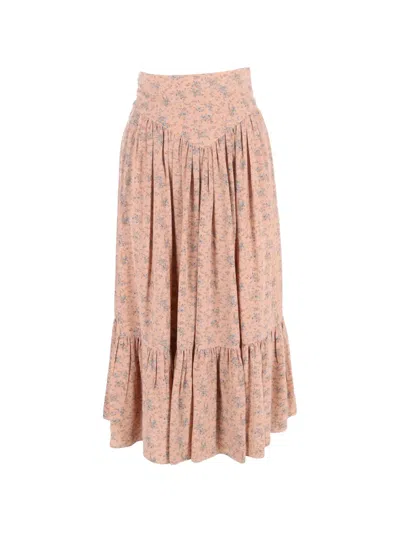Pre-owned Celine Prairie Printed Midi Skirt In Pink